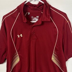 Under Armour Men's Maroon Polo Shirt with Gold Accents